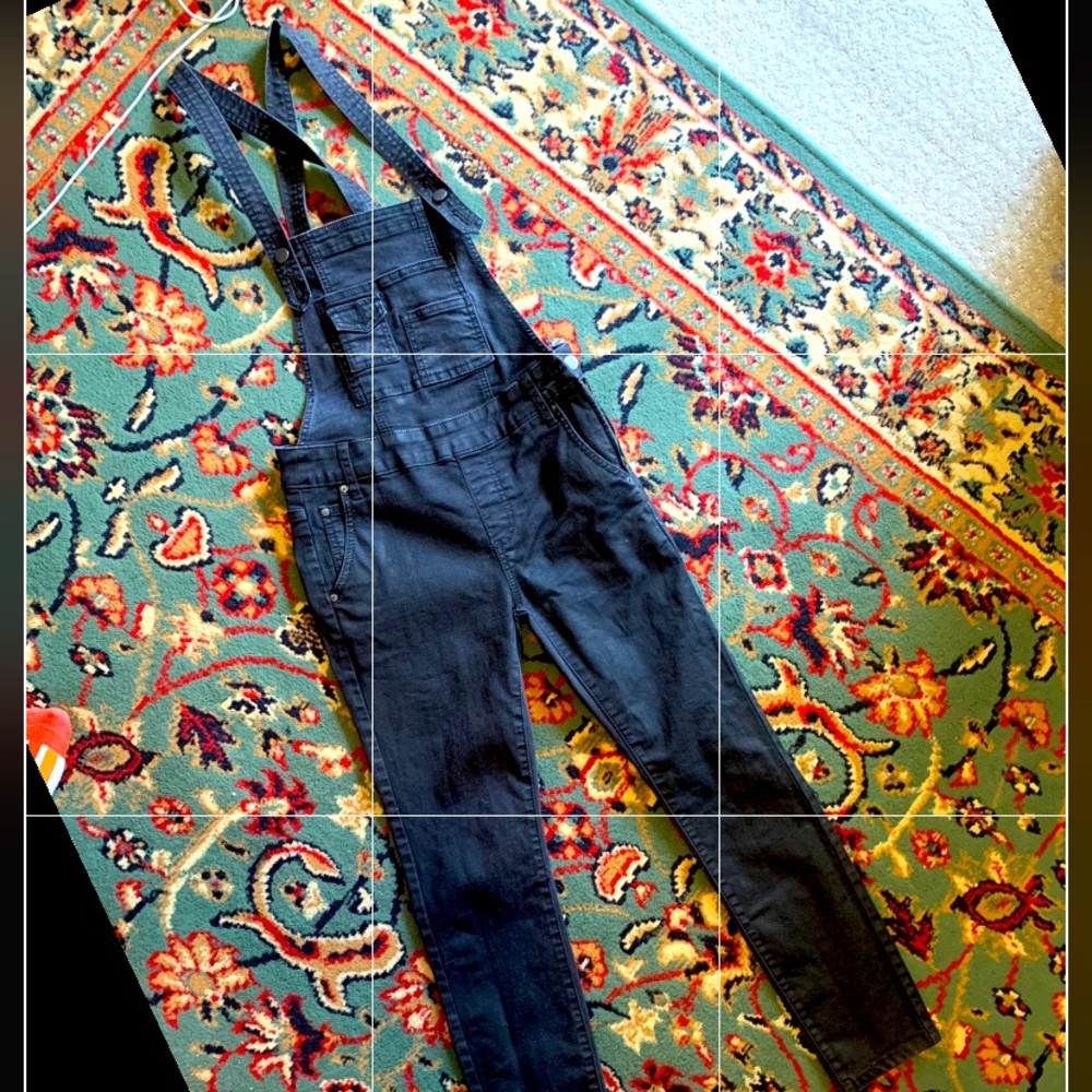Free People Black Overalls